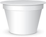 ظرف پلاستیکی غذای وان سفید کوتاه و تنومند برای دسر ماست بستنی جوش شیرین یا میان وعده آماده برای طراحی شما وکتور بسته بندی محصولات