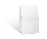 تصویر جعبه بسته بندی محصول سفید که روی پس زمینه سفید جدا شده است وکتور بسته بندی محصول موکاپ