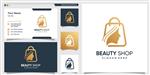 لوگوی فروشگاه تجهیزات زنانه با وکتور درجه یک زیبایی طلایی