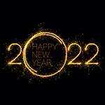 2022 درخشان اعداد طلایی سوزان در پس زمینه سیاه و سفید