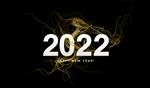 هدر تقویم 2022 با امواج طلایی با جرقه های طلایی در پس زمینه سیاه می چرخد پس زمینه موج های طلایی سال نو مبارک 2022 تصویر برداری eps10