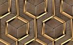کاشی های لوکس سه بعدی ساخته شده از عناصر چوب گرانبها جامد و عناصر دکور فلز طلا الگوی واقعی بدون درز با کیفیت بالا