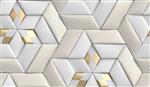 کاشی های هندسی نرم سه بعدی ساخته شده از چرم سفید با راه راه های تزئینی طلایی و لوزی بافت واقعی بدون درز با کیفیت بالا