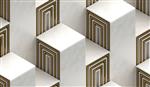 تزیینات معماری سه بعدی بدون درز به شکل پله های سفید با ارتفاع های مختلف با عناصر طلایی بافت واقعی بدون درز با کیفیت بالا