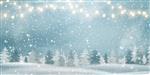 کریسمس منظره جنگل‌های برفی با صنوبر جنگل‌های مخروطی گلدسته‌های سبک برف در حال بارش دانه‌های برف برای تعطیلات زمستانی و سال نو منظره زمستانی تعطیلات پس زمینه وکتور کریسمس
