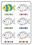 صفحات رنگ آمیزی آموزشی بازی های آموزشی برای کودکان کاربرگ فعالیت های پیش دبستانی قابل چاپ وکتور کارتونی ساده از اشیاء رنگارنگ برای یادگیری رنگ ها رنگ آمیزی ماهی های ناز