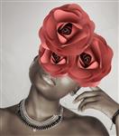 دختر سیاه پوست ترکیب با گلهای رز جاودان