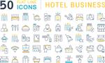 مجموعه ای از نمادهای وکتور خط کسب و کار هتل برای مفاهیم مدرن وب و برنامه ها