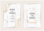 کارت دعوت عروسی لوکس مرمر با طرح وکتور خطوط هندسی چند ضلعی طلایی قالب های مد روز برای بنر بروشور پوستر تبریک eps10