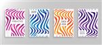 ست چهارتایی طرح کاور مینیمال خطوط مواج رنگارنگ شیب طراحی قالب پس زمینه مدرن برای وب گرادیان های سرد الگوهای هندسی آینده وکتور Eps10