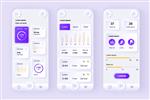 کیت طراحی نئومورفیک منحصر به فرد ردیابی سلامت و فعالیت برنامه نظارت شخصی با تجزیه و تحلیل فعالیت سطح سلامت فعلی مجموعه قالب های UI UX تصویر وکتور از رابط کاربری گرافیکی برای اپلیکیشن موبایل