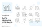 مجموعه آیکون doodle تصویر وکتور مجموعه ای از مفهوم و تجزیه و تحلیل داده ها فناوری علم آمار فرآیند یادگیری ماشین مربوط به نماد علامت استراتژی تجاری