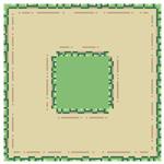 هنر پیکسلی خاک و چمن زمین شیت اسپرایت مجموعه ای از کاشی ها و اشیاء از بالا به پایین برای ایجاد بازی های ویدئویی ماجراجویی 32 بیت