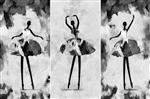 نقاشی سیاه و سفید بالرین دختر آفریقایی در حال رقص فیگور انتزاعی مجموعه طراح دکوراسیون داخلی هنر انتزاعی معاصر روی بوم مجموعه ای از تصاویر با بافت های مختلف