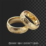 حلقه های ازدواج طلایی اتحادیه زیبا با زیور آلات در پس زمینه شفاف