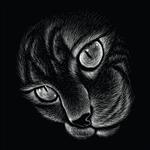 گربه لوگوی وکتور برای طراحی خالکوبی یا تی شرت یا لباس بیشتر پس زمینه گربه به سبک چاپ زیبا