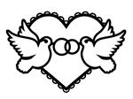 قالب برش لیزری دو پرنده با حلقه های ازدواج جواهرات عروسی سیلوئت زن و شوهر کبوتر عاشق روی قلب توری وکتور کارت دعوت برای کنده کاری روی چوب برش کاغذ تمبر برای برش قالب