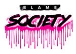 طرح چاپ شعار Blame Society با جلوه قطره قطره اسپری گرانج