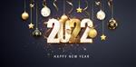 سال نو مبارک 2022 طراحی جشن با تزئینات کریسمس توپ استریمر و گلدسته