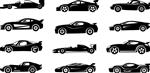 شبح سیاه ماشین های مسابقه نمادهای ورزشی جدا شده مجموعه ای از تصویر مجموعه ماشین شبح
