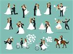 ست تازه متاهل تازه عروس عروس و داماد زوج شاد جشن ازدواج رقصیدن بوسیدن در آغوش گرفتن در آغوش گرفتن کیک بریده دوچرخه سواری و اسب پریدن بعد از مراسم
