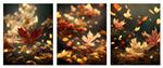 قاب دیواری بوم هنر دیجیتال سه بعدی برگ های افرا در پاییز رنگ بندی متنوع واقع گرایانه افتادن به زمین نورپردازی سینمایی