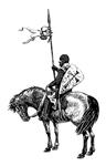 تصویر شوالیه سوار بر قرون وسطی شوالیه معبد سوار بر اسب سیلوئت سیاه و سفید