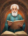 پوستر دیواری هنری از پیرمرد درویشی که کتاب می‌خواند