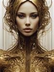 هنر دیجیتال سورئالی چهره زن زیبا در سبک طلایی
